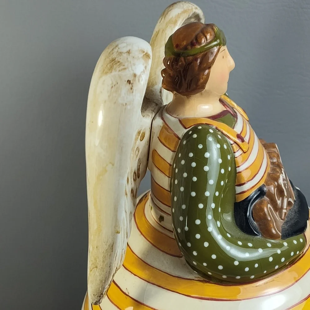 Vintage RARE‎ Department 56 Christmas Angel Cookie Jar Christmas Tradition 13